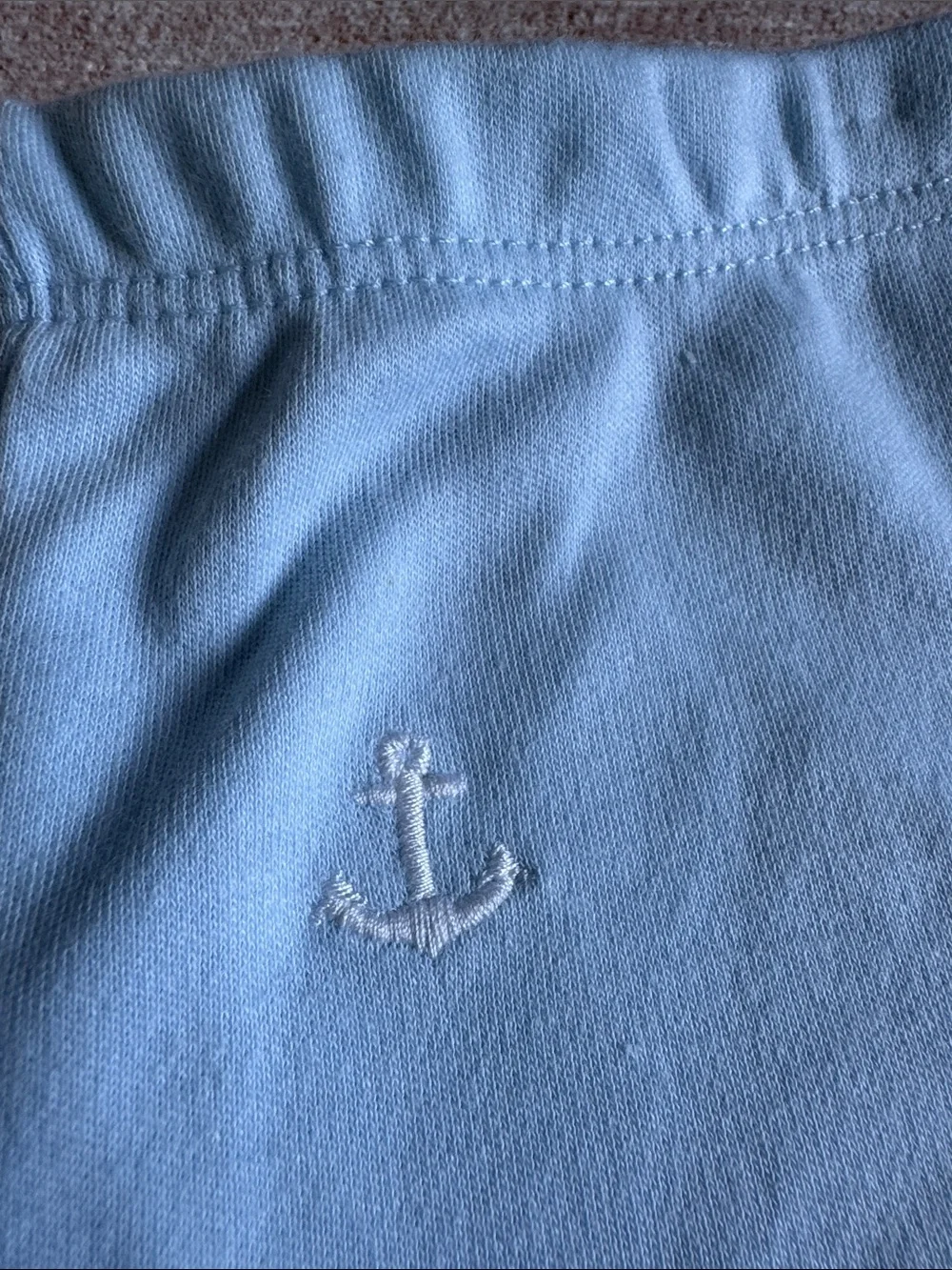 Kitestrings Layette White Baby Bodysuit and Light Blue Footie Set Anchor Design